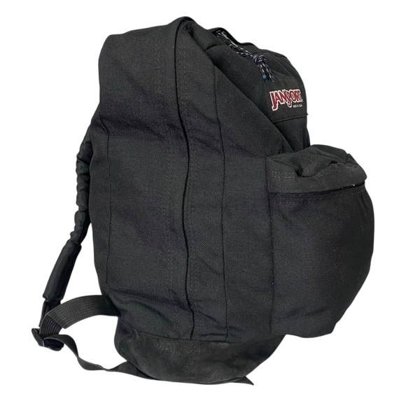 Jansport 90s Leather Bottom Backpack Rare Black On Black Vintage 90s Made In USA - Picture 7 of 10